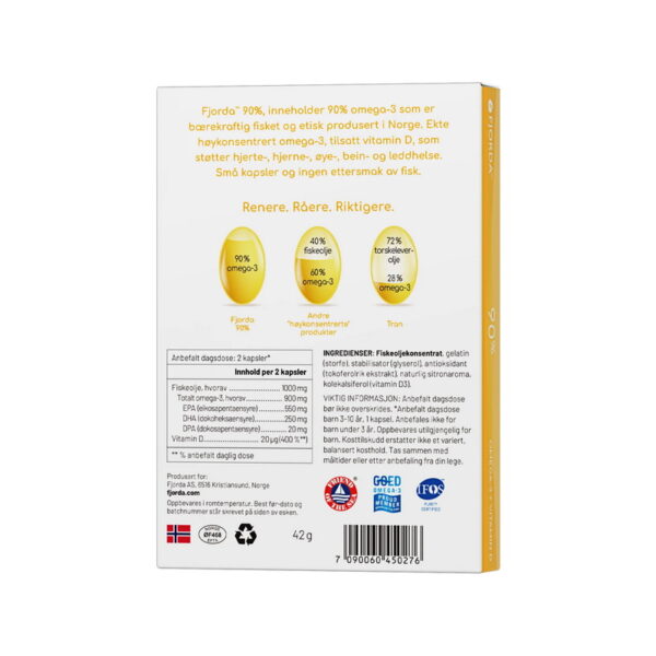 Fjorda 90% Omega-3 + Vitamin D - Slika 2